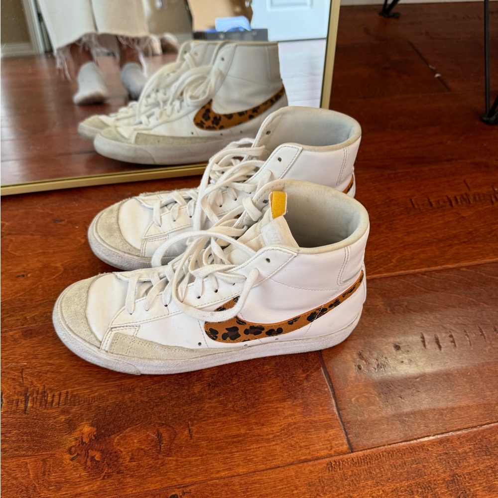 Nike cheetah print blazers, size 9.5, in used condition